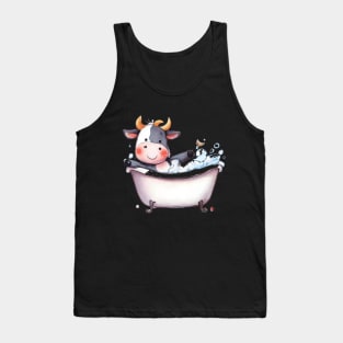 Cute Baby Cow In Bathtub Tank Top